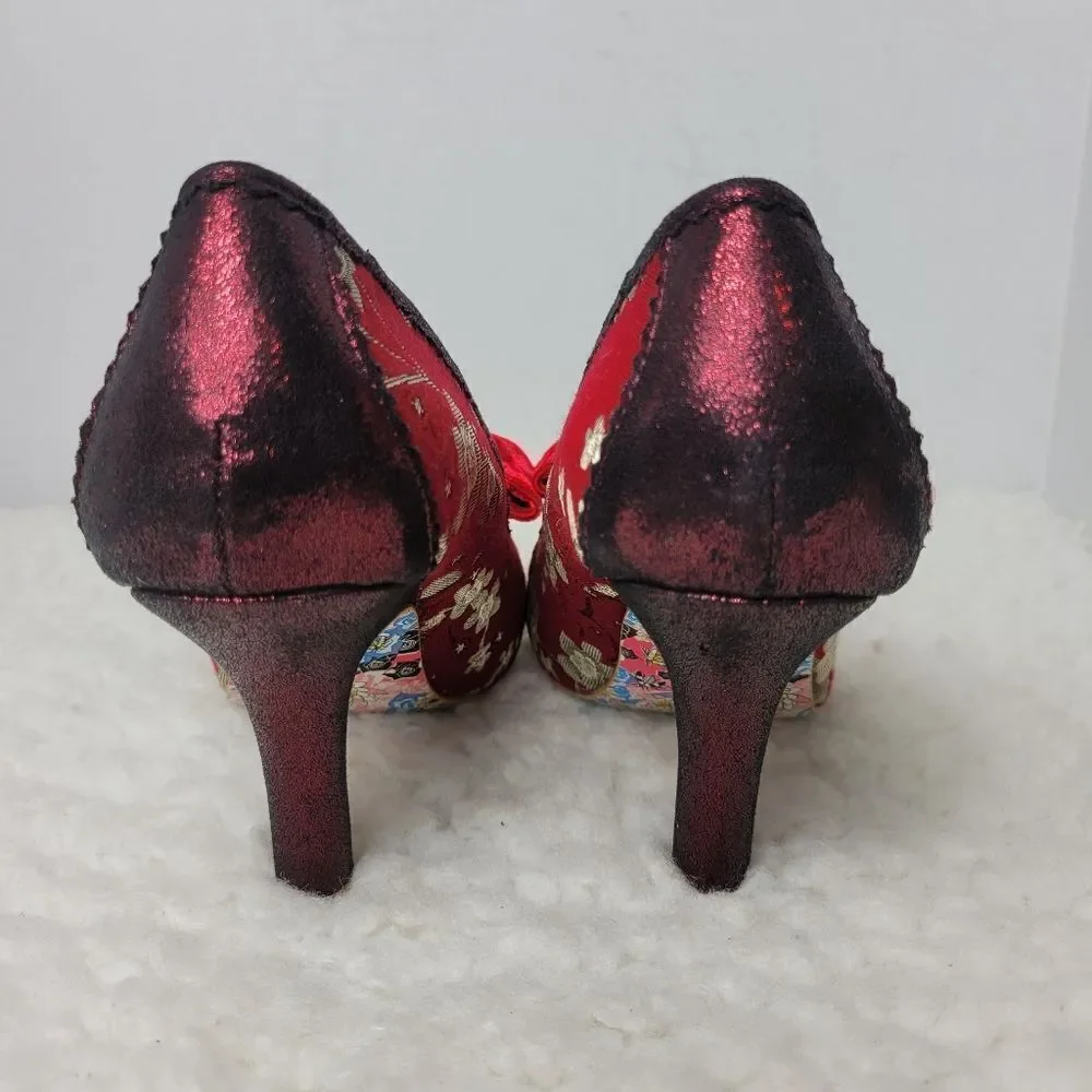 Irregular Choice French Fries Womens Shies Size 10.5 velvet Floral Evening Court